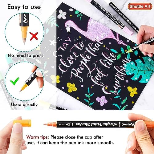 Marqueur acrylique métallique Shuttle Art 28 feutres pour calligraphie et bricolage Global Recycled Standard
