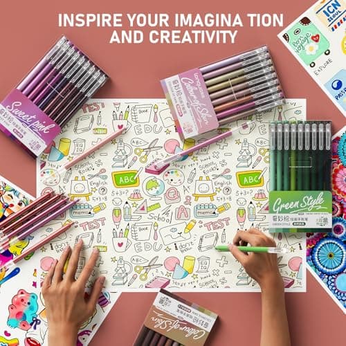 TrendGate - Stylos Gel Set 168 Pièces Pointe Fine 0,5 mm Couleurs 162 - Pour Adultes et Enfants - Coloriage Adultes Écri