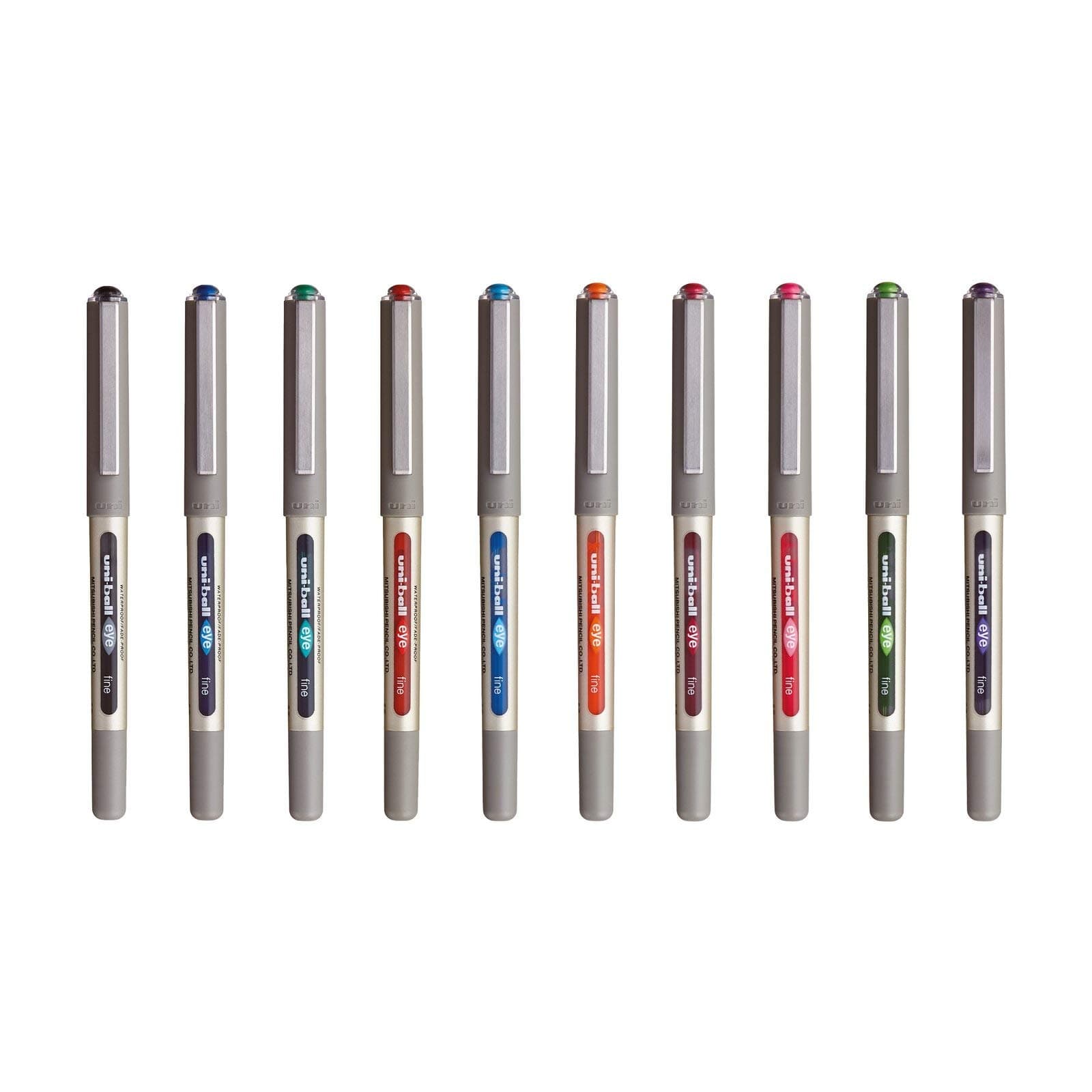 Uni-ball - stylos rolliers encre liquide 0,7 mm - pour écriture - 8 couleurs différentes - ensemble de 10 stylos Eye Fin