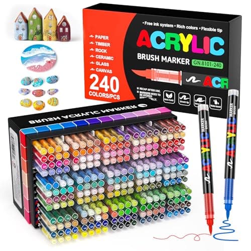 TrendGate 240 Couleurs Feutre Acrylique pour Artiste Amateur et Professionnel, Usage sur Papier, Verre, Métal et Plastiq