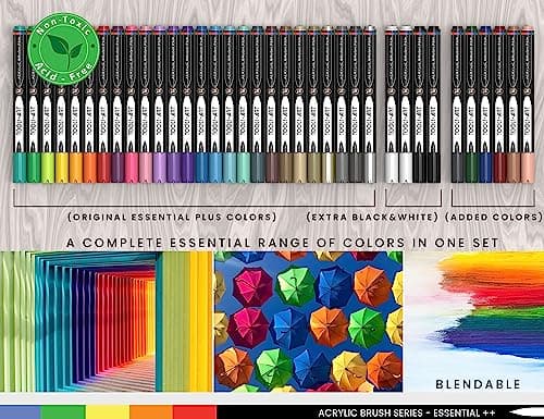 Lot de 36 marqueurs acryliques souple 1-7 mm non toxiques pour lettrage et art