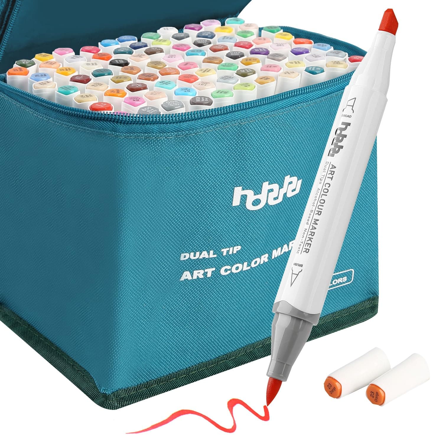 Marqueurs Colorés HHhouu HO-MK88 pour Adultes et Étudiants, Calligraphie et Animation, Etui Inclus