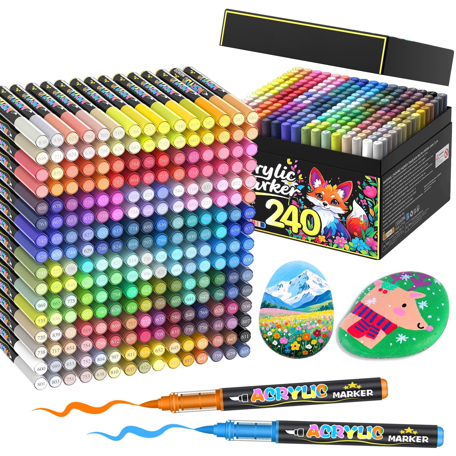Marqueurs acryliques Lyuvie 240 couleurs pour peindre sur pierre, bois et tissu