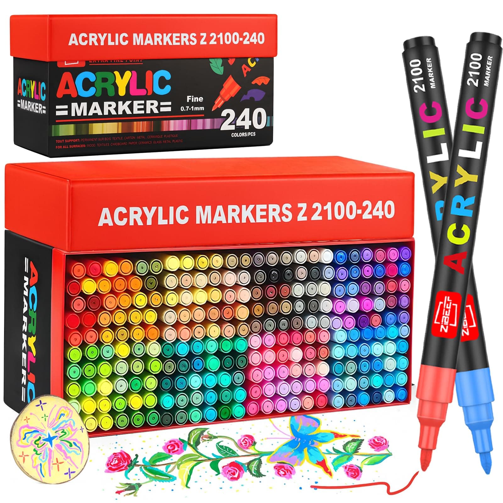 Laconile 240 Couleurs Feutres Peinture Acrylique - Idéal pour Artistes Amateurs et Professionnels - Marqueur Peinture Mu